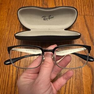 Ray-Ban Black and Silver Frame Glasses with Case